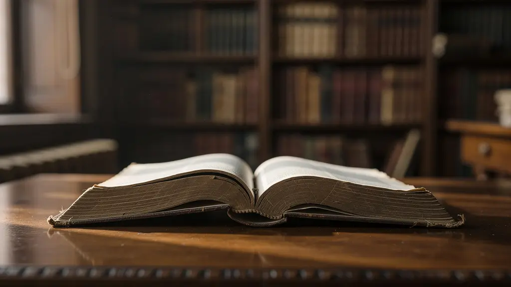 Livre rare posé sur table en bois dans bibliothèque chaleureuse, cadeau littéraire Camus